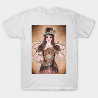 Steampunk clock fairy art by Renee Lavoie T-Shirt